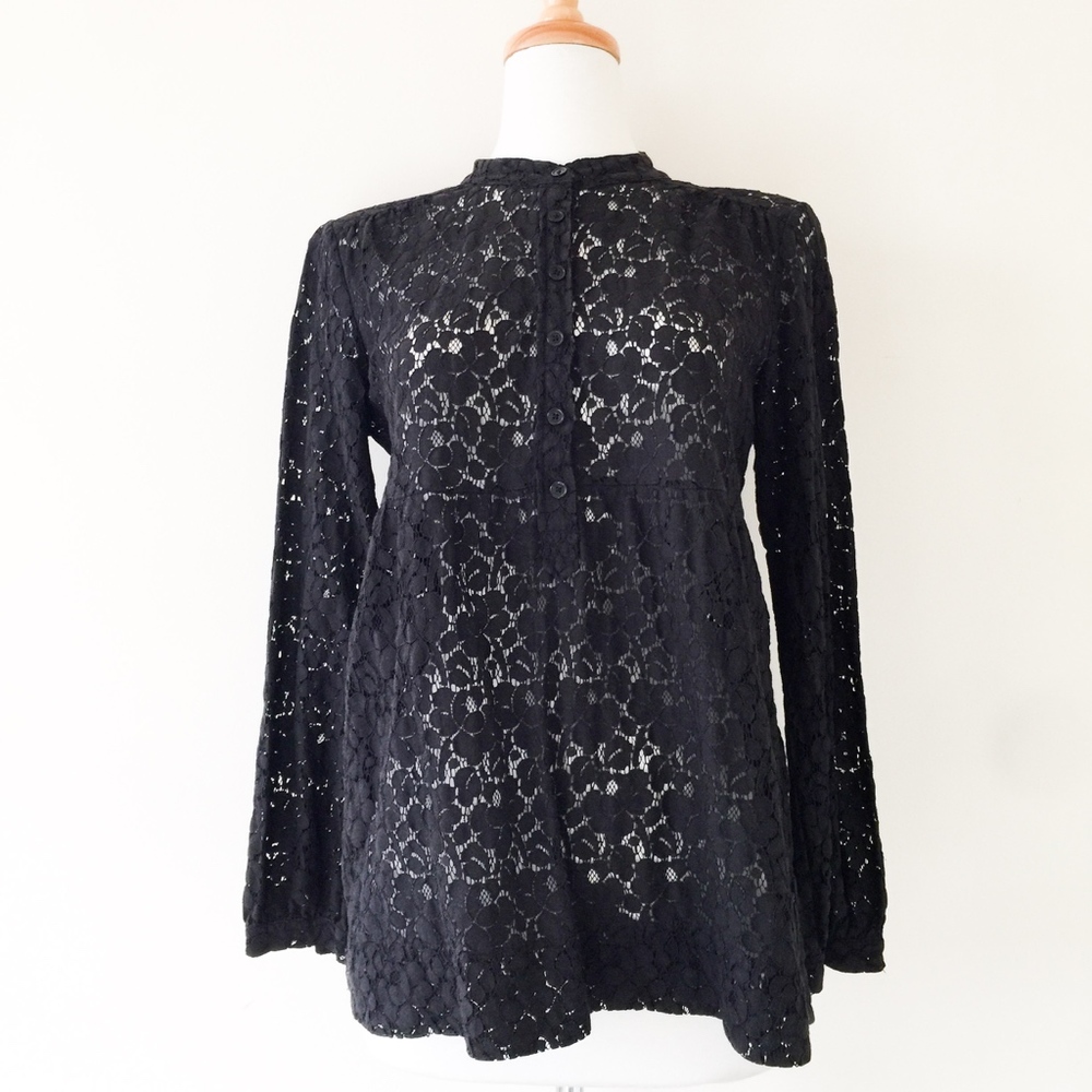 MICHAEL Michael Kors black floral lace top